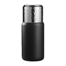 300Ml 316 Paslanmaz Çelik Yalıtımlı Bardak Dövülmüş Doku Kapaklı Çay Süzgeçli Su Şişesi Bpa Içermez Fda Sertifikası Yok - Siyah