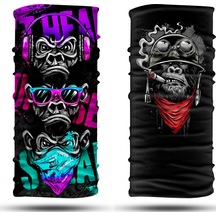 Dair Maymun Desenli 2'li Set Boyunluk Bandana Outdoor Balaklava Yüz Ma