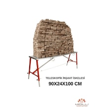 Alüminyum Gövdeli Çelik Ayaklı Teleskopik Katlanır İnşaat İskelesi - 400 Kg Taşıma Kapasitesi 90x24x100cm