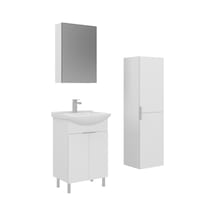 Orka Purus 55 Cm Parlak Beyaz Ayna Dolaplı Banyo Dolabı Takım Ve Boy Dolabı Ayaklı Beyaz