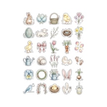 30 Adet Vintage Suluboya İlkbahar Sticker Seti - Ajanda Scrapbook Laptop İçin Çok Renkli