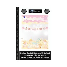 Delux Serisi Doğum Ürünleri Kutlama Diş Temalı Pembe Dekoratif Banner