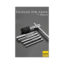 6'lı Diş Açma Kılavuz Seti T-kollu, Endüstriyel Çelik, M6-m12 Arası Dişli Matkap Ucu