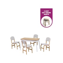 Vilinze Ege Sandalye Avanos Ahşap Mdf Açılır Mutfak Masası Takımı - 70x120+30 Cm Beyaz