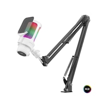 Profesyonel Ayarlanabilir Masa Kolu Askılı Gaming Rgb Mikrofon 192 Khz / 24bit Type-c - Beyaz M835w
