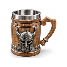 5 Adet Viking Miğferi Kupa Bardak 3d Kabartmalı Figürlü Tasarım, Paslanmaz Çelik Mug Ve Metal Cup, 14 X 9 Cm