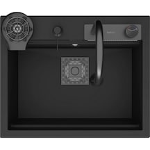 Real Stone Angel Granit Akıllı Eviye Seti Siyah 60 x 49 CM Siyah