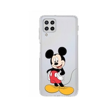 Samsung Galaxy Uyumlu M32 Kamera Korumalı Kapak Mickey Mouse Tasarımlı Şeffaf Kılıf Şeffaf