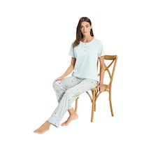 Over Sleep By Poleren Over Sleep 3334 Kadın Büyük Beden Modal Yazlık Takım L-xl-2xl-3xl Mavi
