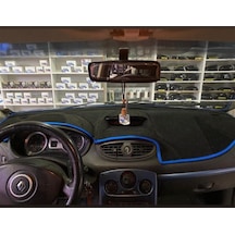 Renault Clio 3 Modellerine Uygun Torpido Koruma Halısı Siyah Kenar Renk Mavi