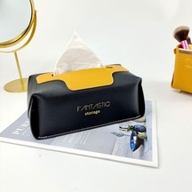 Siyah Deri Doku Kutusu Araba Tuvalet Pompalama Kutusu Ev Oturma Odası Dekorasyon Yatak Odası Mutfak Masaüstü İskandinav Büyük Saklama Kutusu Toptan