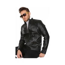 Hakiki Kuzu Derisi Erkek Casual Siyah Deri Mont Siyah