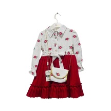 Uğurböeğiçocuk 7501 Kız Çocuk Çiçekli Piliseli Çantalı Elbise 001
