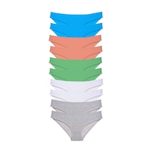 10 Adet Süper Eko Set Likralı Kadın Slip Gri Beyaz Pudra Yeşil Mavi Standart
