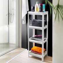 4 Katlı Köşe Rafı Banyo, Mutfak Ve Kiler İçin Yer Tasarruflu Organizer Çok Amaçlı Plastik Raf 4 Farklı Renk Seçeneği 36x100x23 Cm Beyaz 50 x 22