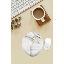 Beyaz Mermer Desenli Bilek Destekli Mouse Pad Mousepad