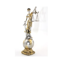 2 Adet Adalet Figürü Polyester Dekoratif Heykelcik, Adalet Heykeli Ve Justice Statue, 24 X 6 Cm Ölçülerinde