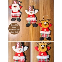 3 Adet Yılbaşı Çam Ağacı Süsü Peluş Tekstil Örme Orta Boy 17 Cm X 11 Cm