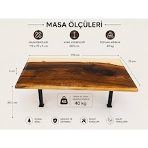 Epoksi Şeffaf Döküm Ceviz Masa Doğal Çok Renkli