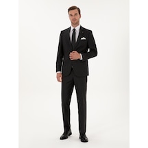 Cacharel Füme Slim Fit Mikro Desenli Yün Karışımlı Takım Elbise Gri