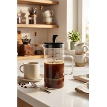 600ml Borosilikat Cam French Press Isıya Dayanıklı Kahve Ve Bitki Çayı Demleyici Siyah Süzgeçli Şeffaf