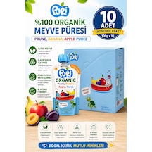 Organic Mürdüm Erikli Muzlu Elma Püresi 100 G x 10 %100 Organik İlave Şekersiz 10'lu Paket