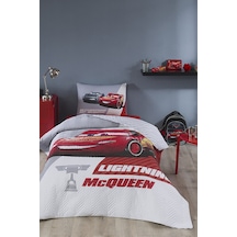 Özdilek  Cars Piston Cup Tek Kişilik Disney Lisanslı Lastikli Fitted Çarşaf Kapitone Çocuk Nevresim T