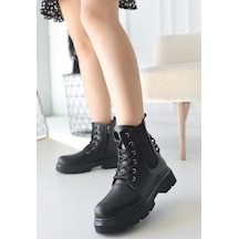 Harte Siyah Cilt Bağcıklı Bot Siyah