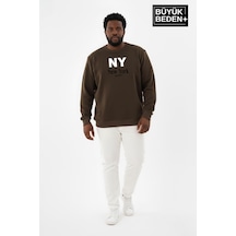 Süperlife Erkek Büyük Beden Ny Newyork Baskılı Bisiklet Yaka İnce Sweatshirt Spr26bsw956-15 Haki