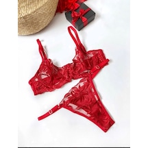 La Linaa Mona Kıtmızı Kadın Bralet Takım Kırmızı