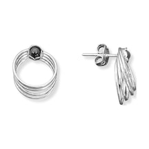 Oya Silver Minimal Çoklu Halka Vidalı Gümüş Küpe