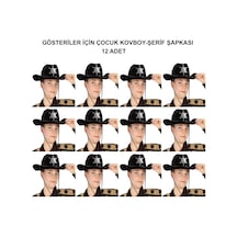 Kovboy Şerif Şapkası Siyah 12 Adet - Kostüm, Parti Ve Gösteri Şapkası Yetişkin