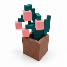 Piksel İnci Çiçeği Biblo - 3d Baskı, Minecraft Esintili Pembe