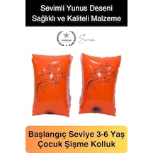 Yunus Desenli Güvenli 3-6 Yaş Çocuklar İçin Yüzme Kolluk Deniz Havuz Şişme Kolluğu Yüzücü Hava Odalı