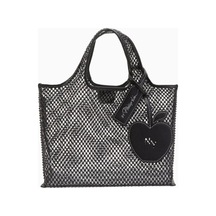 3.1 Phillip Lim Kristal Fileli Mini Market Çantası, Şık & Pratik, Logo Etiketi El Çantası Siyah