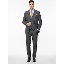 Presto Erkek Slimfit 6 Drop Yelekli Takım Elbise Siyah 786-011 Siyah