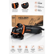 Heilber Ba0115363 750w Elektrikli Avuç Taşlama Makinesi 115 Mm Disk, 11.000 Devir, Mil Kilitli, Bakır Sarg
