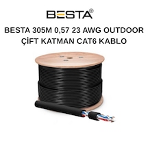 Besta 305 Metre 0,57mm Çift Koruma Katmanlı 23 Awg Outdoor Cat6 Kablo Besta 305 Metre 0,57mm Çift Koruma Katmanlı 23 Awg Outdoor Cat6 Kablo