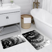 Rovigo Home Baskılı Kaymaz Taban 2 Li Banyo Paspas Takım Rvg5152-100X60-60X50 Çok Renkli