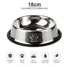 Patikadan Paslanmaz Çelik Metal Mama Ve Su Kabı 18 Cm
