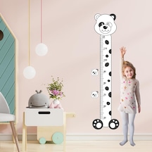 Panda Temalı Çocuk Boy Ölçer Sticker Siyah Beyaz Minimal Duvar Dekoru &