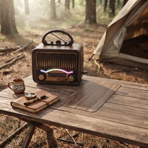 Solar Nostalji Müzik Kutusu - Şarjlı - Fm Radyo - Bluetooth Özellikli - Retro Tasarımlı Açık Bej