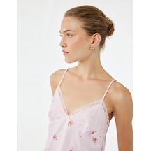 Koton Dantelli Kolsuz Çiçek Baskılı Askılı Pijama Üstü Pembe Desenli 5slk90026mw Pembe Desenli