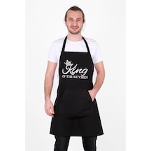King Ayarlanabilir Askılı Mutfak Önlüğü Şef Önlüğü 60 X 80 Siyah