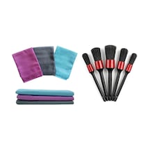 Profosyonel Temizlik Seti Toplam 8 Parça 3 Parça 50x70 Yüksek Emicilik İz Bırakmaz Mikrofiber Temizlik Bezi Ve 5 Parça Araba Detay Temizlik Fırça Seti Detaylı Temizlik Fırçası