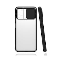 Noktaks - Xiaomi Uyumlu Xiaomi Poco M3 - Kılıf Slayt Sürgülü Arkası Buzlu Lensi Kapak - Siyah T20775 Siyah