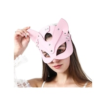 Pembe Fantezi Giyim Suni Deri Kedi Maskesi Hf5372