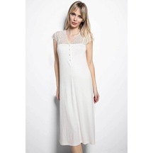Monamise 18407 Kısa Kollu Gecelik - Ekru Ekru