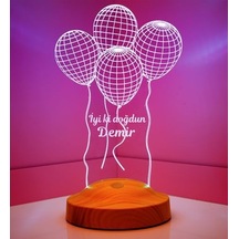 Uçan Balonlu Hediye Kişiye Özel 3d Balonlar Led Lamba, Doğum Günü Hediyesi İyi Ki Doğdun .