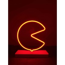 Pac-man Figürlü Kırmızı Neon Gece Lambası Çok Renkli